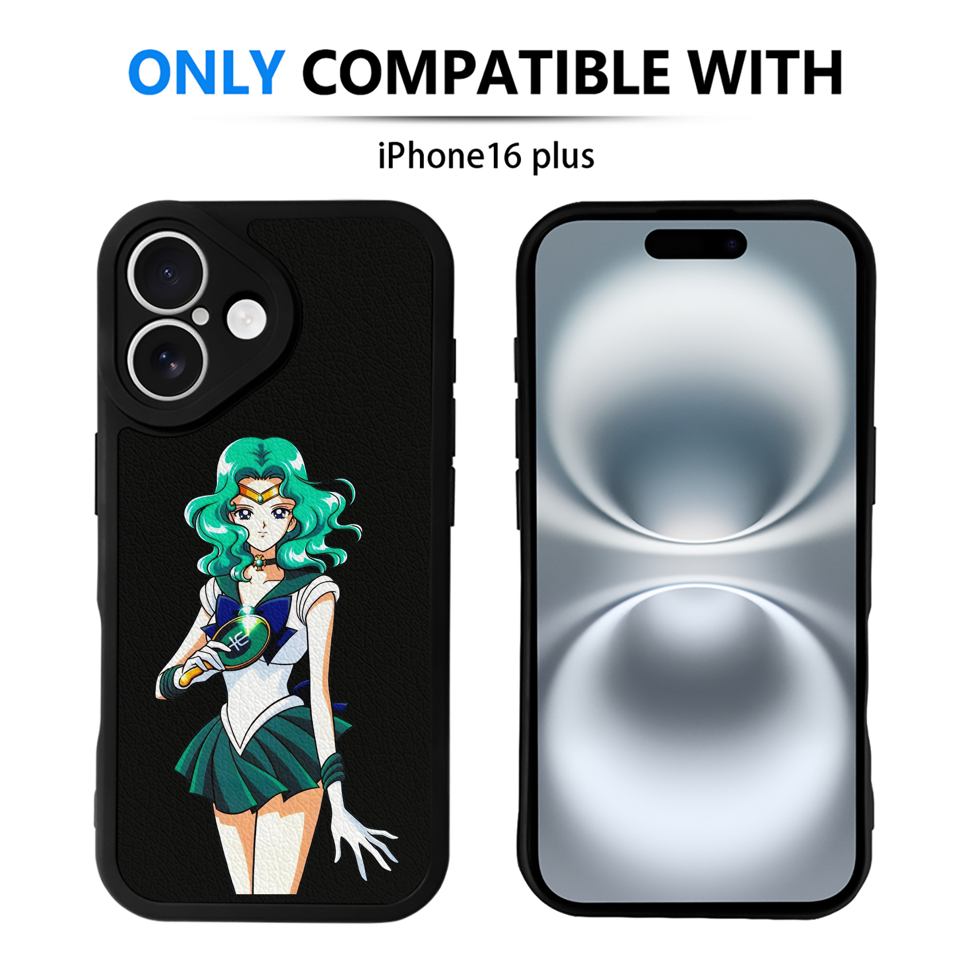 （画像用） 美少女戦士セーラームーン 海王 みちる（かいおう みちる） Sailor Moon Kaiou Michiru 【iPhone 16シリーズ対応】シリコンスマホケース（レザー調） 材質：シリコン
